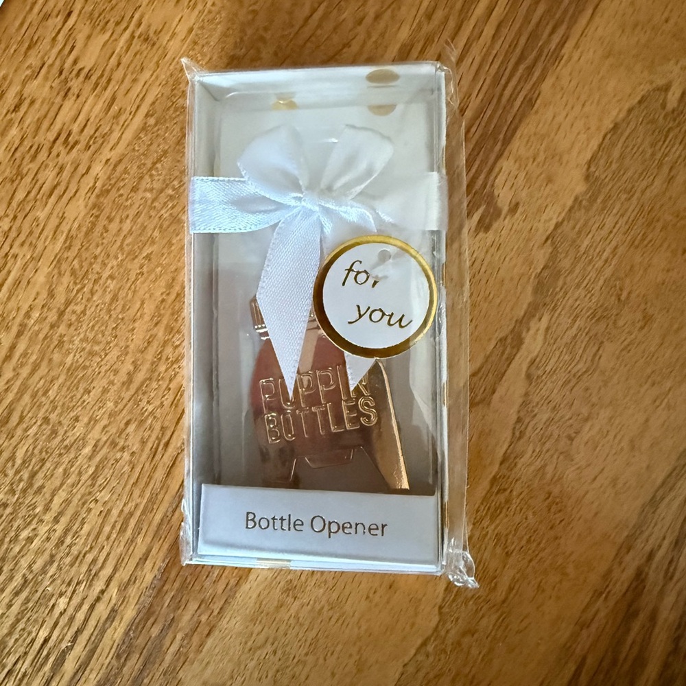 Gold Bottle Opener with White Ribbon - Picture 2 of 3